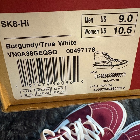 Vans Burgundy High-Top Sneakers - Picture 7 of 7